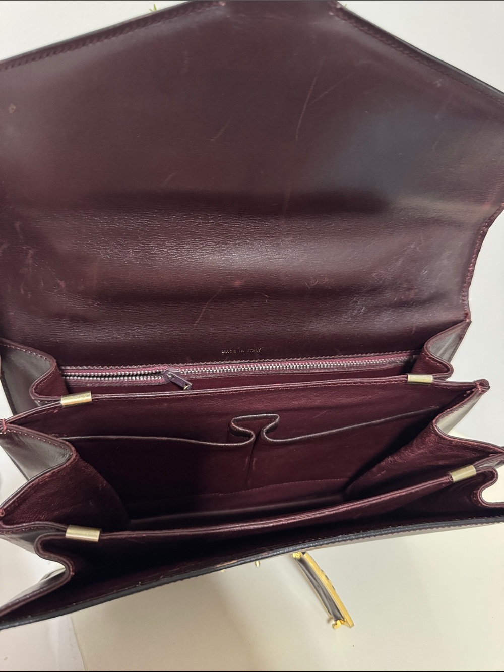 Celine Burgundy Leather Top-Handle Satchel with Gold Hardware - Picture 4 of 4